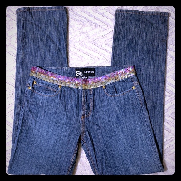 Eckered Sequin Waist Jeans Size 13 - Picture 2 of 10